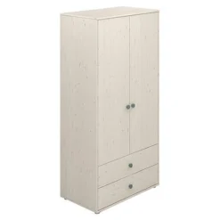 FLEXA Classic Kleiderschrank Mit 2 Türen U. 2 Schubladen Mattweiß/blau