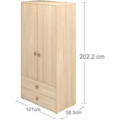 FLEXA Popsicle Hoher Kleiderschrank 2 Türen 2 Schubladen Cherry -Kinder Haushaltswaren Geschäft adu1fcxfukuvfxoo9afp9do3oxmr
