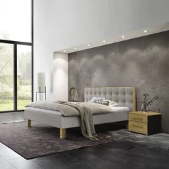 Hasena Noah Polsterbett 180x200cm Fußhöhe: 25cm Eiche Hell Geölt/Pepe Grau