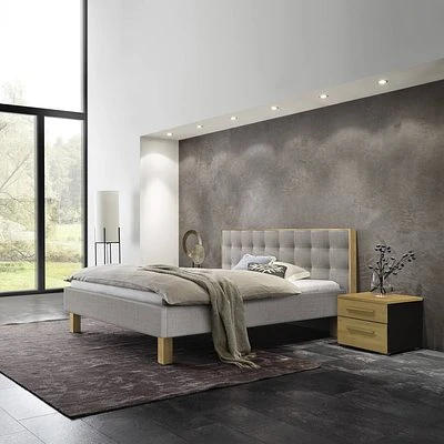 Hasena Noah Polsterbett 180x200cm Fußhöhe: 25cm Eiche Hell Geölt/Pepe Grau 1 Hasena Noah Polsterbett 180x200cm Fußhöhe: 25cm Eiche Hell Geölt/Pepe Grau