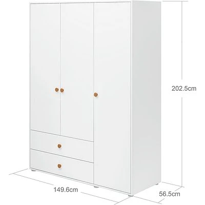 FLEXA Roomie Kleiderschrank Mit 3 Türen Und 2 Schubladen Weiß/gelb 4 FLEXA Roomie Kleiderschrank Mit 3 Türen Und 2 Schubladen Weiß/gelb – Bild 4