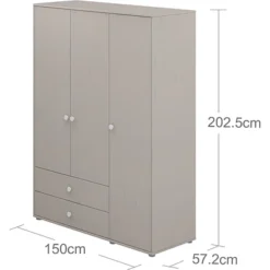 FLEXA Classic Kleiderschrank Mit 3 Türen U. 2 Schubladen Grau/weiß -Kinder Haushaltswaren Geschäft bg8jmimx4ocqwezqqf3p7ax882kt