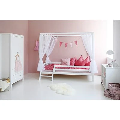 Hoppekids ECO Dream Himmelbett 90x200cm Mit 3/4 Absturzs. Und Kleiner Leiter Weiß 2 Hoppekids ECO Dream Himmelbett 90x200cm Mit 3/4 Absturzs. Und Kleiner Leiter Weiß – Bild 2