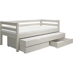 FLEXA Classic Bett 90x200cm Mit Ausziehbett Und 2 Schubladen Mattweiß -Kinder Haushaltswaren Geschäft br9whu8h83thvvxlnson6ehqsptr