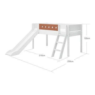 FLEXA White Halbhohes Bett 90x200 Cm Mit Schrägl. Und Rutsche Weiß/rotviolett 4 FLEXA White Halbhohes Bett 90x200 Cm Mit Schrägl. Und Rutsche Weiß/rotviolett – Bild 4