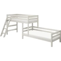 FLEXA Classic Mittelhohes Kombietagenbett Mit Schrägleiter Mattweiß