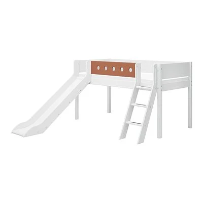 FLEXA White Halbhohes Bett 90x200 Cm Mit Schrägl. Und Rutsche Weiß/rotviolett 1 FLEXA White Halbhohes Bett 90x200 Cm Mit Schrägl. Und Rutsche Weiß/rotviolett