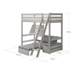 FLEXA Classic Casa Hochbett Mit Schrägleiter Grau Lasiert -Kinder Haushaltswaren Geschäft cc12jjbez6of9ibc29wwbst9cnf8