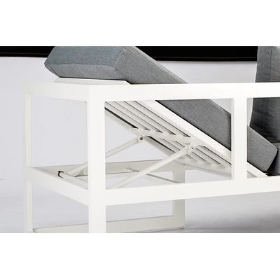 Best Freizeitmöbel 3-tlg. Lounge-Gruppe Rhodos Weiss/grau 2 Best Freizeitmöbel 3-tlg. Lounge-Gruppe Rhodos Weiss/grau – Bild 2