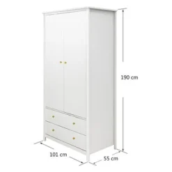 FLEXA Luna Kleiderschrank Mit 2 Türen Und 2 Schubladen Weiß -Kinder Haushaltswaren Geschäft d10f34oi6vpcitg5tng6notz2nx3