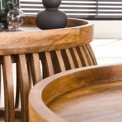 Rubjerg Design Couchtisch 2er Set Tweak Curve Ø80/Ø60cm Mangoholz Massiv Sandfarben -Kinder Haushaltswaren Geschäft df492keqw0acia2tvhfg4mxrxvti