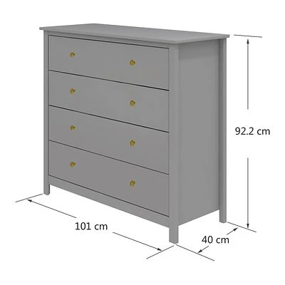 FLEXA Luna Kommode Mit 4 Schubladen Grau 2 FLEXA Luna Kommode Mit 4 Schubladen Grau – Bild 2