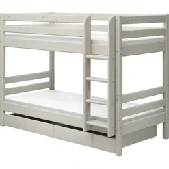 FLEXA Classic Etagenbett Mit Senk, Leiter Und 2 Schubladen Mattweiß