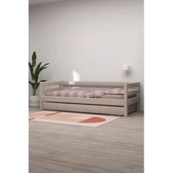FLEXA Classic Bett 90x200cm Mit Ausziehbett Grau Lasiert -Kinder Haushaltswaren Geschäft dmbdgicisbqnstubaxcb4abu4bt1