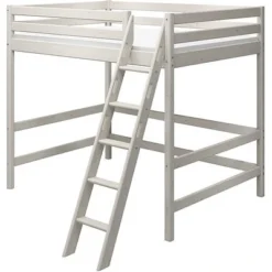 FLEXA Classic Hochbett 140x200cm Mit Schrägleiter Mattweiß