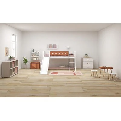 FLEXA White Halbhohes Bett 90x200 Cm Mit Schrägl. Und Rutsche Weiß/rotviolett 7 FLEXA White Halbhohes Bett 90x200 Cm Mit Schrägl. Und Rutsche Weiß/rotviolett – Bild 7