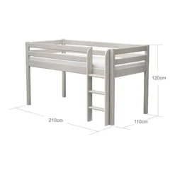 FLEXA Classic Halbhohes Bett Mit Senkrechter Leiter Grau Lasiert -Kinder Haushaltswaren Geschäft e6jtg51per76tnjqk7q7rxmcj1f2
