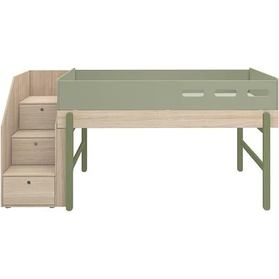 FLEXA Popsicle Halbhohes Bett Mit Treppe Kiwi 3 FLEXA Popsicle Halbhohes Bett Mit Treppe Kiwi – Bild 3