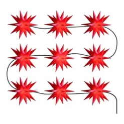 DecoTrend Sterntaler Mini-Sternenkette Ø12cm 9 Sterne Trafo In- Und Outdoor Rot