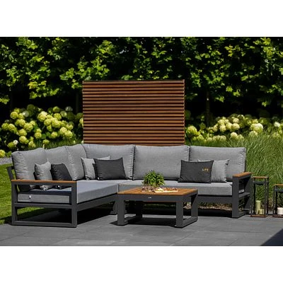 LIFE Soho Eck Lounge Set Lava/teak/mist Grey Soltex 4 LIFE Soho Eck Lounge Set Lava/teak/mist Grey Soltex – Bild 4