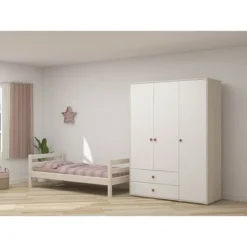 FLEXA Classic Kleiderschrank Mit 3 Türen U. 2 Schubladen Mattweiß/Lack Weiß/rosa -Kinder Haushaltswaren Geschäft f7jqf7wxeggppq73jqe9vmezqqv0