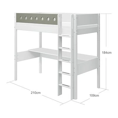 FLEXA White Hochbett Mit Schreibtisch 90x200 Cm Mit Senkrechter Leiter Weiß/grün 4 FLEXA White Hochbett Mit Schreibtisch 90x200 Cm Mit Senkrechter Leiter Weiß/grün – Bild 4
