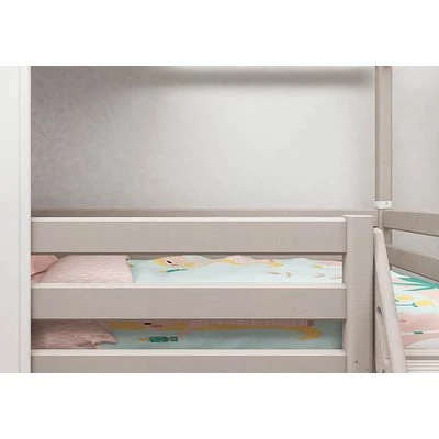 FLEXA Classic Halbhohes Bett Mit Halbem Baumhaus Aufsatz Grau Lasiert/weiß 8 FLEXA Classic Halbhohes Bett Mit Halbem Baumhaus Aufsatz Grau Lasiert/weiß – Bild 8