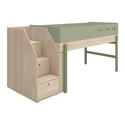 FLEXA Popsicle Halbhohes Bett Mit Treppe Kiwi 2 FLEXA Popsicle Halbhohes Bett Mit Treppe Kiwi – Bild 2