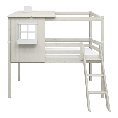 FLEXA Classic Halbhohes Bett Mit Halbem Baumhaus Aufsatz Mattweiß/weiß 2 FLEXA Classic Halbhohes Bett Mit Halbem Baumhaus Aufsatz Mattweiß/weiß – Bild 2