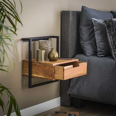 Rubjerg Design Nachttisch Air Metall/Akazie Massiv Natur 3 Rubjerg Design Nachttisch Air Metall/Akazie Massiv Natur – Bild 3