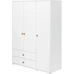 FLEXA Roomie Kleiderschrank Mit 3 Türen Und 2 Schubladen Weiß/gelb