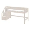 Lifetime Halbhohes Bett Mit Treppe Und Deluxe Lattenrost Absturzsicherung Streben Whitewash