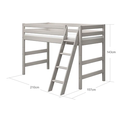 FLEXA Classic Mittelhohes Bett Mit Schrägleiter Grau Lasiert 4 FLEXA Classic Mittelhohes Bett Mit Schrägleiter Grau Lasiert – Bild 4