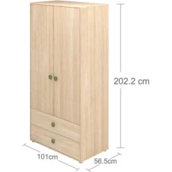 FLEXA Popsicle Hoher Kleiderschrank 2 Türen 2 Schubladen Kiwi -Kinder Haushaltswaren Geschäft grqvmeykfl326dqvwssrcaewno0x