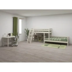 FLEXA Classic Mittelhohes Kombietagenbett Mit Schrägleiter Mattweiß -Kinder Haushaltswaren Geschäft h5pwagbuccbrrpr3s6hnuoo2va84