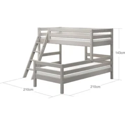 FLEXA Classic Mittelhohes Kombietagenbett Mit Schrägleiter Grau Lasiert -Kinder Haushaltswaren Geschäft hdoifliq1w41ralkgjeexoeggw7k