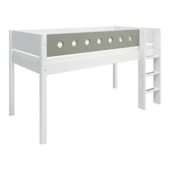 FLEXA White Halbhohes Bett 90x200 Cm Mit Senkrechter Leiter Weiß/grün -Kinder Haushaltswaren Geschäft hf0l10i2v2itmwagl4u0yjvth1le
