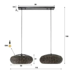 Rubjerg Design Hängeleuchte Scheibe 2 Leuchten Wasserhyazinthe/Nickel Schwarz -Kinder Haushaltswaren Geschäft hh6jc3ej0j57vb9d6774ubd1ebk5