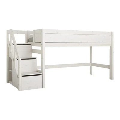 Lifetime Halbhohes Bett Mit Treppe Und Deluxe Lattenrost Whitewash 1 Lifetime Halbhohes Bett Mit Treppe Und Deluxe Lattenrost Whitewash