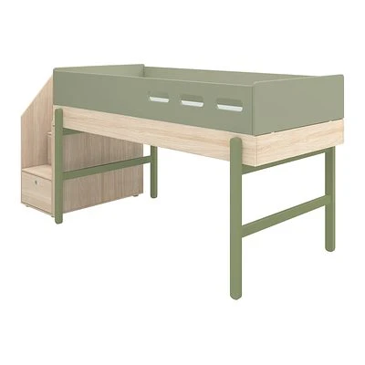 FLEXA Popsicle Halbhohes Bett Mit Treppe Kiwi 1 FLEXA Popsicle Halbhohes Bett Mit Treppe Kiwi