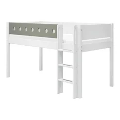 FLEXA White Halbhohes Bett 90x200 Cm Mit Senkrechter Leiter Weiß/grün