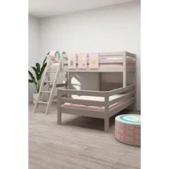 FLEXA Classic Mittelhohes Kombietagenbett Mit Schrägleiter Grau Lasiert -Kinder Haushaltswaren Geschäft inz0n7pd8jsyo7e54cpc0i4y6ic5