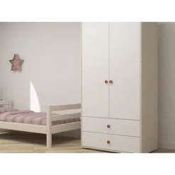 FLEXA Classic Kleiderschrank Mit 2 Türen U. 2 Schubladen Mattweiß/Lack Weiß/rosa -Kinder Haushaltswaren Geschäft j0n0nwe728syjtz67lhvrs7xpn64