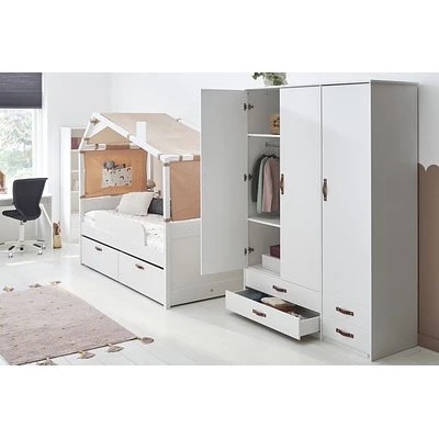 COOL KIDS Kleiderschrank Mit 3 Türen Und 4 Schubladen Weiß 4 COOL KIDS Kleiderschrank Mit 3 Türen Und 4 Schubladen Weiß – Bild 4