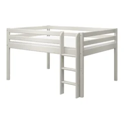 FLEXA Classic Halbhohes Bett 140x200cm Mit Senk. Leiter Mattweiß