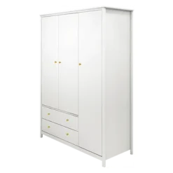 FLEXA Luna Kleiderschrank Mit 3 Türen Und 2 Schubladen Weiß