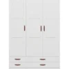Lifetime Schrank 150cm Mit 3 Türen Und 4 Schubladen Weiß Lackiert