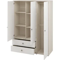 FLEXA Classic Kleiderschrank Mit 3 Türen U. 2 Schubladen Mattweiß/Lack Weiß/grün -Kinder Haushaltswaren Geschäft jtbw48pgvvq8c3qxcb0yrh1l60q5