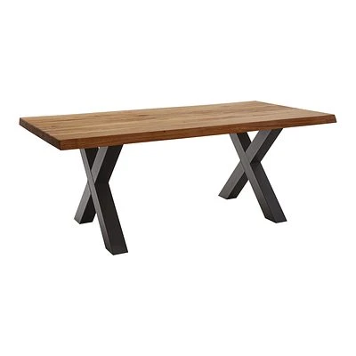 LifeConcept Esstisch 240x100cm Zerreiche Baumkante (6cm) Natur Geölt Mit Metall X-Gestell 1 LifeConcept Esstisch 240x100cm Zerreiche Baumkante (6cm) Natur Geölt Mit Metall X-Gestell