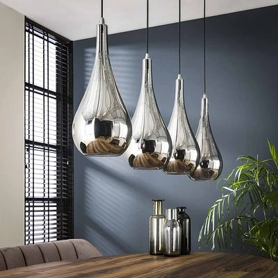 Rubjerg Design Hängeleuchte Drop 4 Leuchten Glas Chrom 3 Rubjerg Design Hängeleuchte Drop 4 Leuchten Glas Chrom – Bild 3